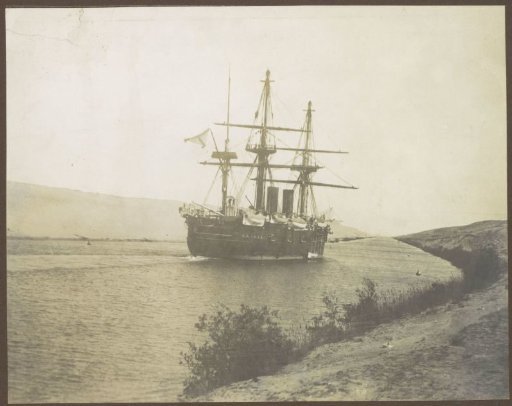 Ship sails through the Suez Canal