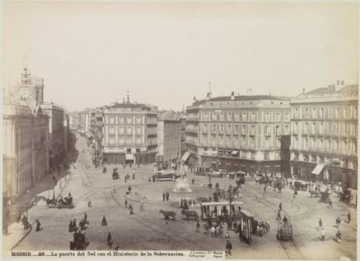 View of the Puerta del Sol and the Ministry of the Interior in Madrid