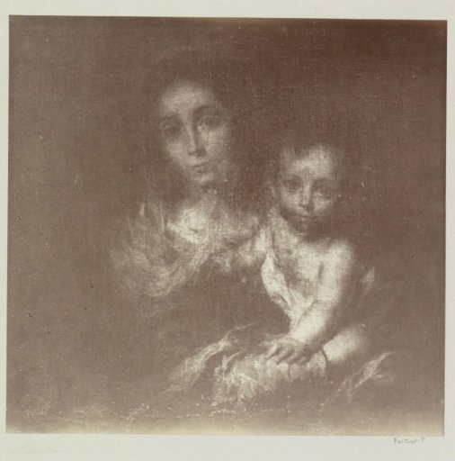 Photographic reproduction of a painting by Bartolomé Esteban Murillo, depicting Mary with Child