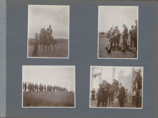 Line of soldiers observing (presumably) military manoeuvres in France