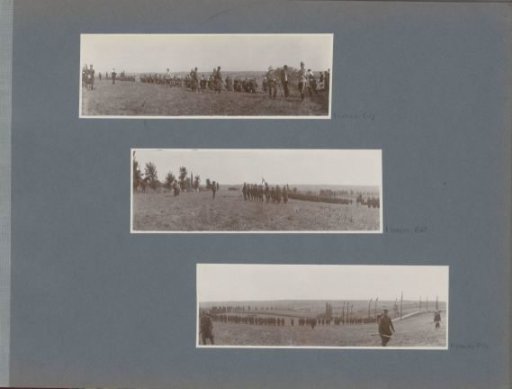Line of soldiers on a hill in firing position in France