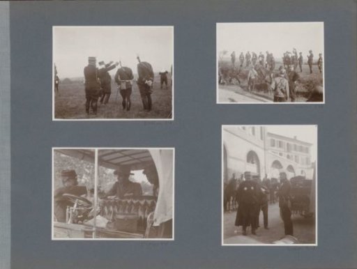 Soldiers and a horse near a roadside in France
