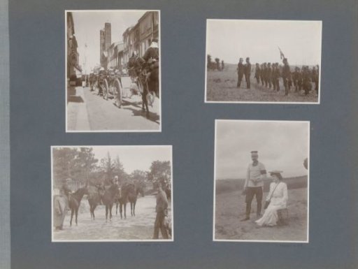 Soldiers on horseback on a country road in France