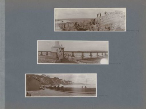 Four men and women at a pier in the sea at the French coast