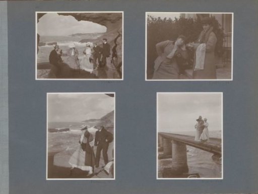 Two women and a man on a pier at the French coast