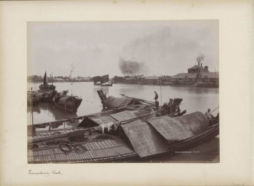 Boats on Pazundaung Creek in Yangon, Myanmar