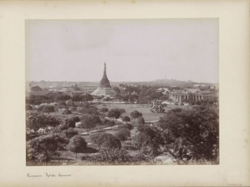 View of the Fytche Square with the Sule Pagoda in the middle, Yangon, Myanmar