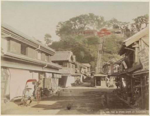 Street in Yokohama with 101 steps at the end