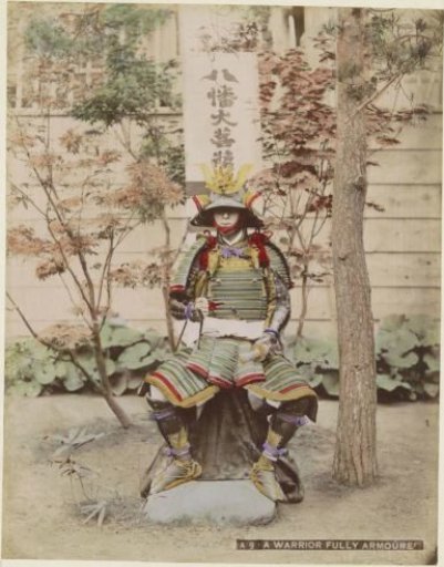 Japanese warrior in armour, seated
