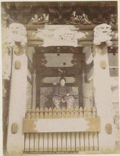 Guard at the Yomeimon gate of the Toshogu Shrine in Nikko