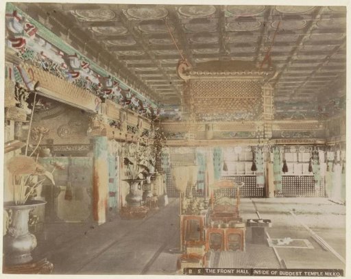 Interior of the forehall of the Rinnoji Temple in Nikko