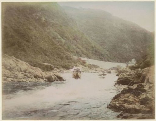 Boat in the rapids of the Hozu River near Kyoto