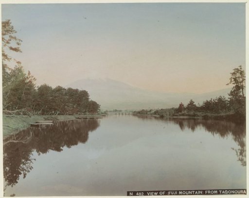 Mount Fuji seen from a lake near Tagonoura