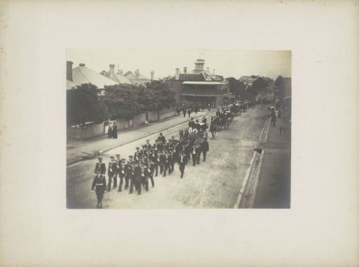 Funeral procession for the Consul General for Germany to Australia, Herr Peter F. Hermannkamp, in Sydney on 7 November 1900.