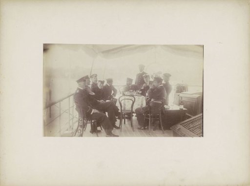 Sailors drinking a glass on deck, probably in Sydney