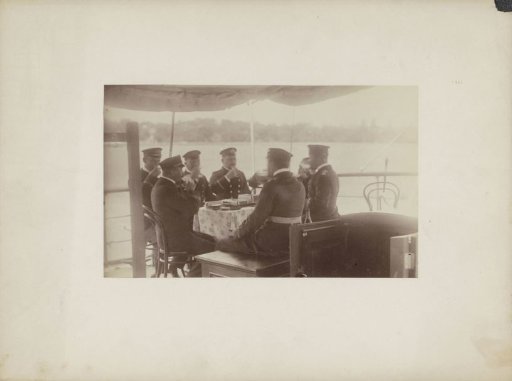 Sailors drinking a glass on deck, probably in Sydney