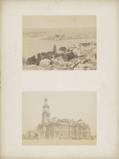View of (probably) the harbour of Sydney with Lowry's Bakery and the Royal Hotel in the foreground