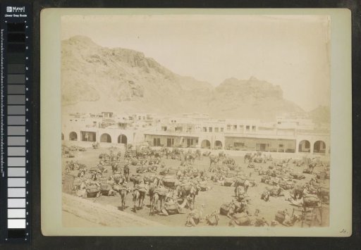Caravanserai at the foot of mountains in Aden