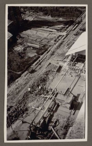 Wood storage and equipment, viewed from above