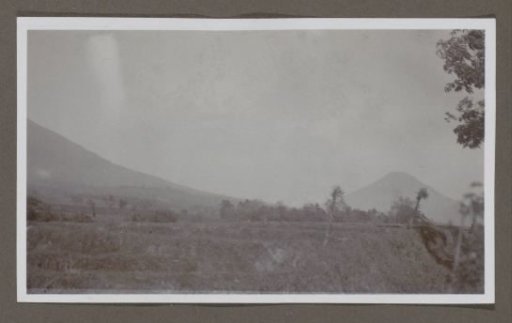 Landscape with two volcanoes in the background