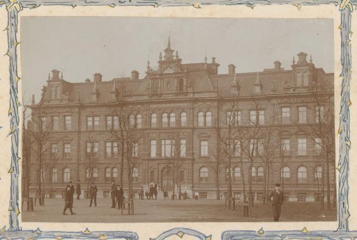 View of the administrative office of the Hollandsche IJzeren Spoorweg-Maatschappij at the Droogbak in Amsterdam