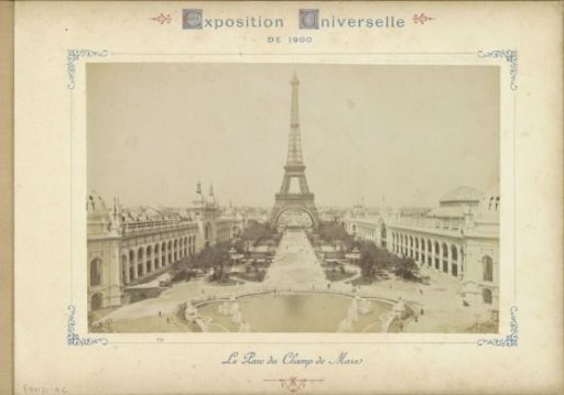 View of the Parc de Mars with the Eiffel Tower in the center