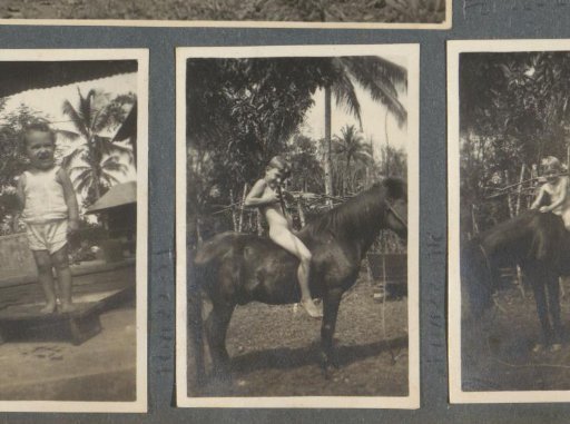 Naked boy on horseback in Sumatra, presumably a child of the Bergsma family