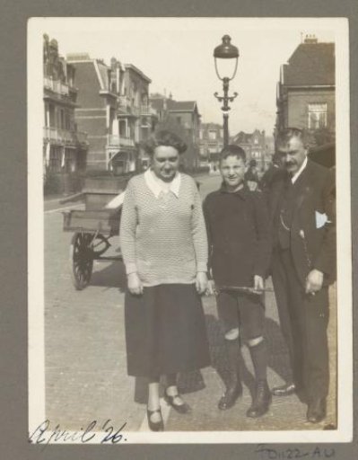 Man, woman and (presumably) Georges Bergsma on the street in the Netherlands