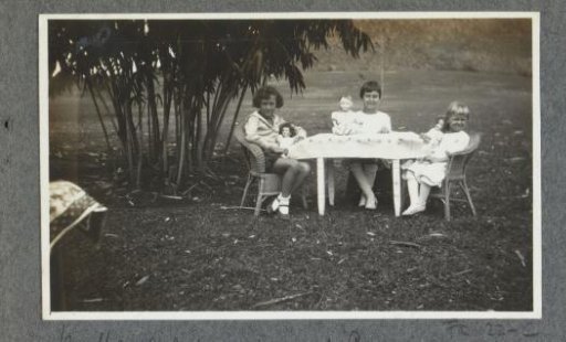 Netta Bergsma (left) with two young friends 'v.d Laan' in Brastagi