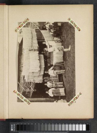 Street scene in Naples with pasta makers and racks for drying spaghetti