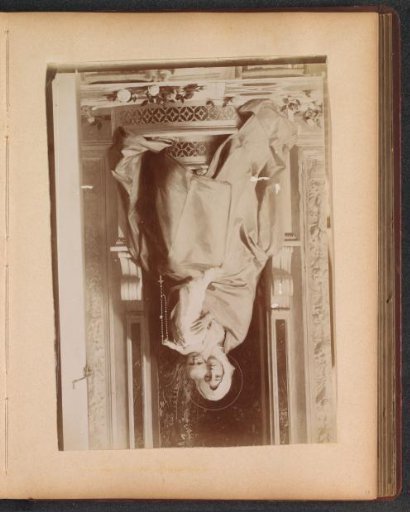 Photographic reproduction (presumably) of a painting in Genoa depicting Mary of the Rosary