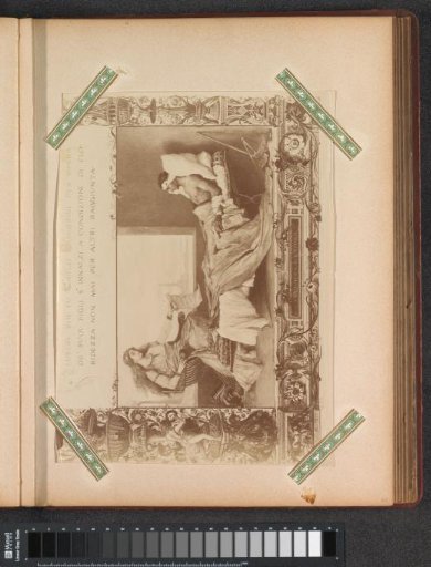Photographic reproduction (presumably) of a print after a painting by N. Barabino, depicting the personification of civilization and labor (Civiltà è Lavoro), in memory of Carlo Bombrini