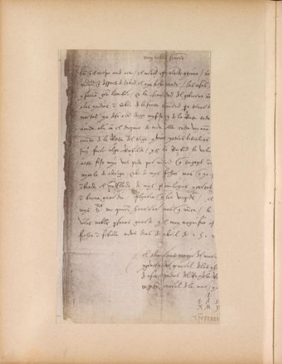 Photographic reproduction of a letter from 1502, written by Christopher Columbus (photo partially torn)