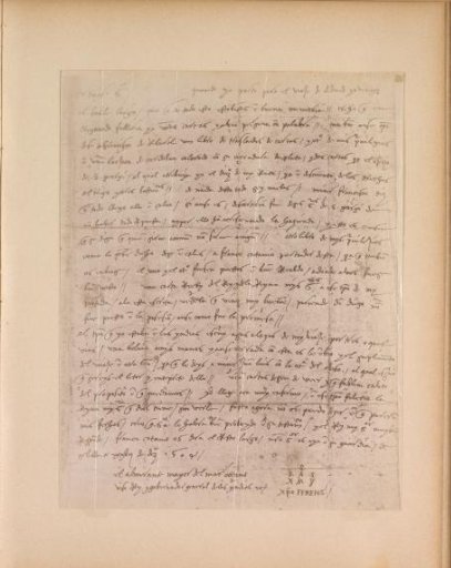 Photographic reproduction of a letter from (presumably) 1509, written by Christopher Columbus