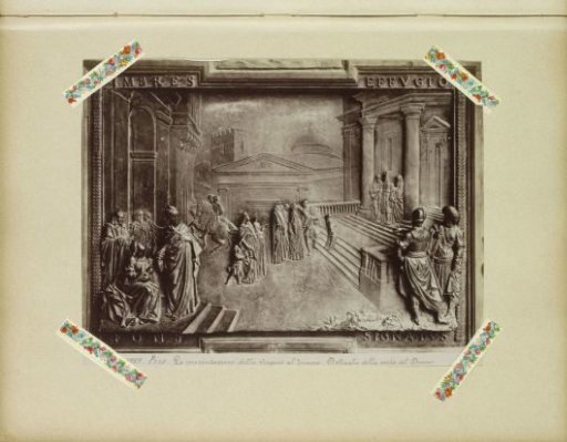 Detail of a door panel of the Cathedral of Pisa, depicting the Presentation of Mary in the Temple