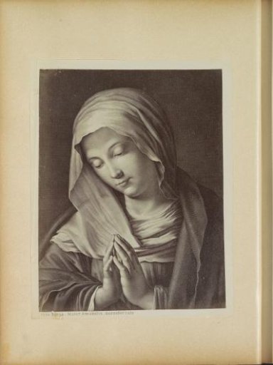 Photographic reproduction of (possibly) a print depicting Mary with folded hands