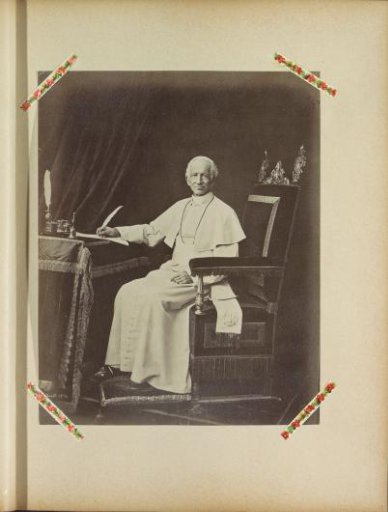 Portrait of Pope Leo XIII, seated, seen from the side