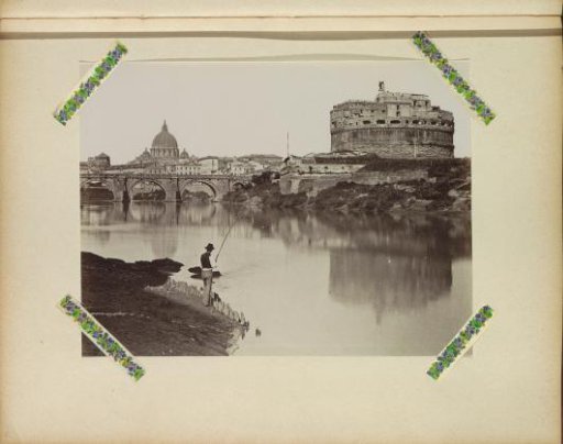 View of the Castel Sant'Angelo (right) and the dome of St. Peter's Basilica in Rome