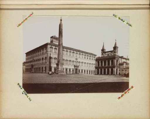 Lateran Obelisk in front of the Lateran Palace (left) and the Loggia delle Benedizioni in Rome