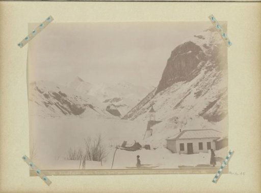 Snow-covered village on the Georgian Military Road