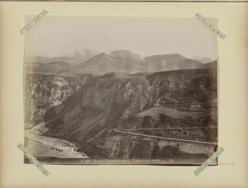 Mountain landscape with military road in Georgia