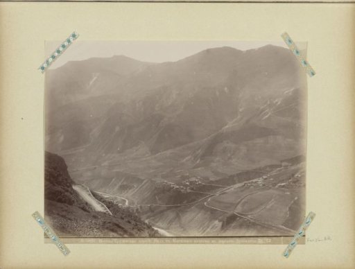 Mountain landscape with village on the military road in Georgia