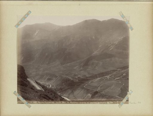 Mountain landscape with village on the military road in Georgia