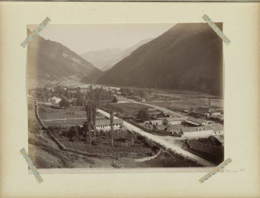 Valley with village on the military road in Georgia