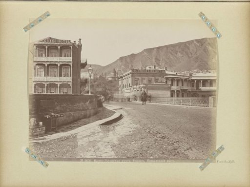 Street scene with Grand Hotel and bridge on the Military Road in Tiflis