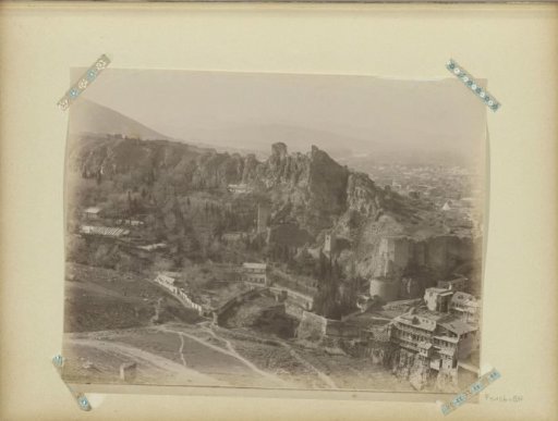 View of garden and castle ruin in Tiflis