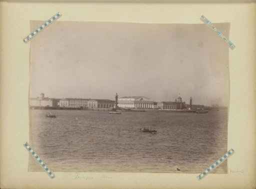 View of the Stock Exchange building of St. Petersburg with the Neva in the foreground