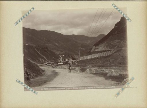 Road with bridge through the mountains of Georgia