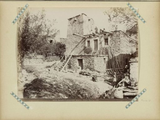 Village with inhabitants on a military road in Georgia
