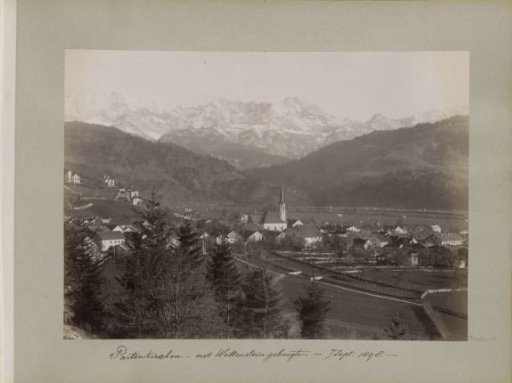 View of Partenkirchen with the Wetterstein mountains in the background